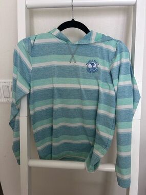 Pebble Beach lightweight kids gold and tennis hoodie in Mint & Blue